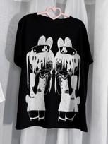Y2k women clothing arcane Short Sleeve Black Tops Cool Cute Subculture Round Neck T Shirt 2000s Harajuku Punk Japanese Tees tops S juoda