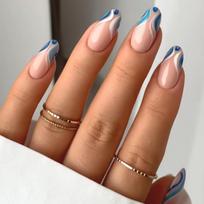 24 Pcs Purple Almond Press On Nails With White French Tips DIY Wearable Artificial Nail Accessories For Women brown