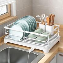 Ventilation Dish Drying Rack Carbon Steel Plates Organizer with Drainboard  Desktop balta