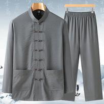 Vyriškas tradicinis kinų drabužių komplektas Sagė Kung Fu marškiniai Rytietiškas retro viršutinis drabužis Kelnės Tai Chi Kvėpuojanti uniforma Hanfu L