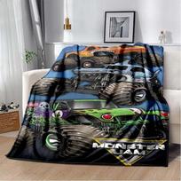 3D Monster Jam Monster Truck Animacinis Flanelinis Minkštas Mėtomas Antklodė Berniukų Miegamasis Sofa Lova Šiltas Mėtomas Antklodė Iškylos 100x150cm gray