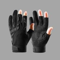 Three Fingers Racing Finger Mittens Wear-Resistant Men'S Fingerless Gloves  Outdoor Sport XL juoda
