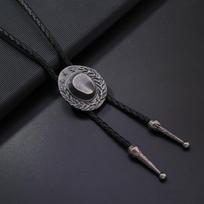PU Woven American Bolo Necklace Cowboy Hat  Pendant Minimalist Choker  Men Style F gray