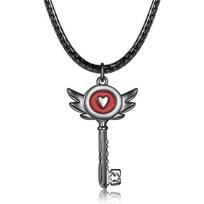 Hazbin Earring Necklace Heart Padkey Portal Inspired Key Pendant Hotel Lucifer Alastor Group Cosplay Costume Jewelry Teens Girl gray
