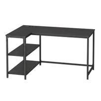 Kampinis stalas 120x80x76 cm juoda mediena ir plienas