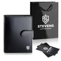 Vyriška odinė piniginė STEVENS su maišeliu, juoda, RFID apsauga Z03-326A