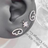 3/4Pcs Angel Wings Cross Earrings Shiny Vintage Luxury Ear Studs Fashion Couple Women Personality Jewelry Daily Party Gift gray