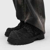 Vyriški sendinto džinsinio audinio Derby batai Stambūs Grunge platforminiai batai Avangardiniai Dideli pirštai Niche Streetwear Avalynė madingam jaunimui 39 juoda