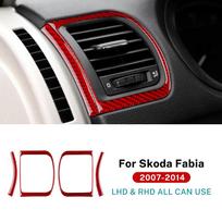 Carbon Fiber Style Interior Sticker for Skoda Fabia 2 MK2 2007-2014 Air Outlet & Center Console Trim Red Carbon juoda