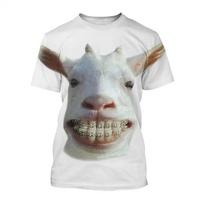 2026 Summer Fun Animal Goat 3D Printed T-Shirt Streetwear Men Fashion Harajuku Casual Oversized O Neck T-Shirt Tops XS white
