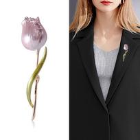 New Enamel Tulip Brooches For Women Flower Wedding Office Party Brooch Pins Gift rožinė