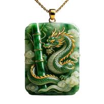 Carved Dragon Dragon Pendant Green  Chinese Style Pendant Lucky Amulet  Traditional Chinese žalia