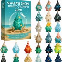 24 Day Countdown Sea Glass Gnome Advent Calendar 2026 With Christmas Tree Ornaments For Wreaths Windows Gifts And Coastal Decor