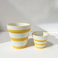 Creative Striped Clay Flowerpot,New High-value Nordic Flower Pots,Breathable and Absorbent Planters for Indoor Plants Home Decor 7x6cm white