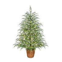 Pre-lit Green Artificial Christmas Potted Tree with 100 Warm LED Lights for Holiday Decor One Size beige