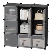 Spinta 9 kubų DIY modulinė spinta 93x31x93 cm Juodas plastikas