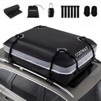 „Costway“ 450 l sulankstoma automobilio stogo dėžė, atspari vandeniui, užrakinama, visoms transporto priemonėms, juoda ir pilka