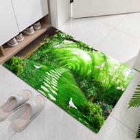 Kilimas Miegamajam Svetainei Koridoriui Gražus Peizažas Miškai Flanelinis Audinys Spausdintas Namų Įėjimo Kilimėlis Vonios Kambario Kilimėlis 40cm x 60cm juoda