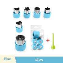6/8/10Pcs Set Stainless Steel Vegetables Cutter Cutting Embossing Mold Small Wonton Biscuit Mold Heart/Flower Shape Kitchen Tool blue