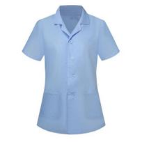 Chef Uniform Lapel Short Sleeve Front Button Closure Unisex Chef Clothing Soft Fabric Double Patch Pockets Professional Shirt Nursing Workwear M gray