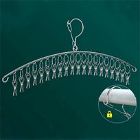 20Pegs Steel Clothes Drying Hanger Windproof Clothing Rack Clips Sock Top Laundry Airer Hanger Underwear Socks Holder 20 gray