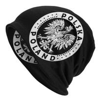Custom Vintage Polska Polish Eagle Skullies Beanies Caps Winter Warm Knitting Hat Unisex Adult Poland Coat Of Arms Bonnet Hats Beanies Hat gray