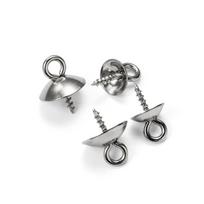 30pcs Gold Color Stainless Steel Screw Eye Pins Bail Top Drilled Beads End Caps Pendant Charms Connectors for DIY Jewelry Making 6 x 10mm beige