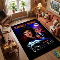 Knight Rider Michael Knight & KITT Print Area Rug, Non-Slip Soft Floor Mat for Living Room Bedroom, Retro 80s TV Series Home Decor Carpet 40x60cm( 15x23in ) brown