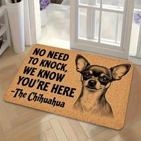 Funny Chihuahua Door Mat Carpet Mat Rug Home Decoration No Need Knock We Know Youre Here Non Slip Floor Mat Home Kitchen Mat 40X60CM white