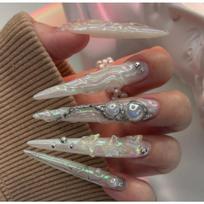 24Pcs Long Pointed Thorn Gradient Press On Nails High Quality Edgy False Nails Perfect Gift For Girls And Friends Long stiletto gray
