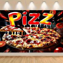 Vibrant pizza party background with realistic chili and basil designs, perfect for birthdays 47.2x31.5inch/120*80cm red