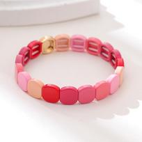 New Handmade Honeycomb Color Beads Bracelets For Women Colorful Beaded Elastic Bangle Gradient Color Boho Accessory A3 pink