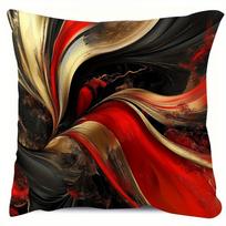 Abstraktaus meno juoda raudona auksinė spiralė dvipusė pagalvės užvalkalas modernus dekoratyvinis pagalvės užvalkalas sofai svetainei biurui 60cmx60cm(24x24Inch) black