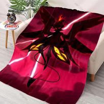 Animacinis minkštas flanelinis pūkuotas pledas L-Luc1fer M0rningstar H-Hazbin Hotel tematikos pledas namams, sofai, kelionėms, madinga dovana 75x90cm black