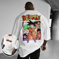 2025 Japanese Retro Dragon Ball Super Saiyan Cartoon Animation Printing Short Sleeve Personalized Loose Design Tshirt S white