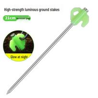 21cm Luminous Windproof Camping Pegs: Portable Tent Ground Stakes in Steel green