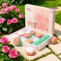 Rose & Floral Scent Foot Bath Bomb Set: Lavender, Rose, Osmanthus, 4-Color, Flower-Shaped, Essential Oil Infused. white