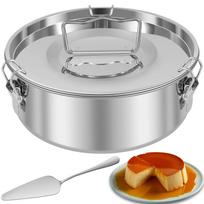 1.5QT Flan Mold Stainless Steel Flan Pan Round Cake Mold Baking Supplies for Cake Cheesecake Pudding Dessert Kitchen Accessories gray