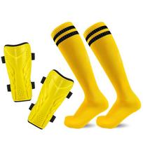 Unisex Football Shin Guards & Long Socks Set - Protective Gear Combo yellow