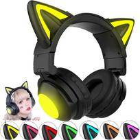 Cat Ear Headphones Gaming Headset Bluetooth Headphones Wireless Headphones Wired and Wireless Dual Use Headphones Microphone Handsfree Calling