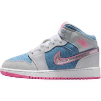 Jordan Air Jordan 1 Abrasion Resistant Breathable Mid top Children's Basketball Shoes Blue Pink Teenagers HQ1999-400 38 gray