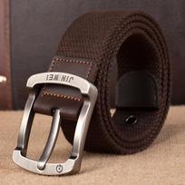 Men Metal Pin Buckle Canvas Belt Nylon Braided Outdoor Tactical Belts 110-140Cm Length 3.8Cm Wide  Training Waistband 110cm black