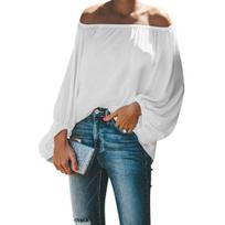 Off Shoulder Solid Color Women Shirt Spring Autumn Lantern Long Sleeve Women Blouse Daily Clothing L balta