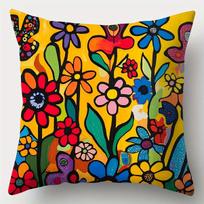 Vibrant Abstract Floral Pillowcasesliving Room Sofa Cushion Cover, Soft And Comfortable, Bedroom Room Decoration Peach skin 18*18(CM)-1Pcs yellow