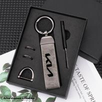 Naujas Metalinis Odinis Automobilio Raktų Pakabukas Anti-Loss Raktų Žiedas Skirtas KIA Ceed Sportage Rio Proceed K5 Optima Sedona Forte Cerato Venga gbnkr30 black