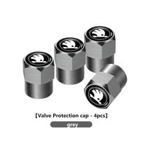For Skoda 4PCS Car Tire Stem Valve Cap Airdust Waterproof Wheel Tire Valve Rim Stem Cover octavia a5 a4 mk1 2 fabia superb rapid wsdh26 gray
