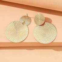 Bohemia Gold Big Round Earrings For Women Exaggerated Metal Geometric Long Circle Pendant Earrings Wedding Jewelry beige