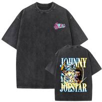 Anime Jojo Bizarre Adventure Steel Ball Run Johnny Joestar Vintage Washed T-shirt Men Women Manga Casual Retro Oversized T Shirt S įvairiaspalvis