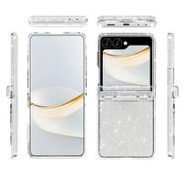 The new Samsung Galaxy Z Flip8 folding phone case is suitable for thickened Terminator transparent glitter hard case Galaxy Z Flip8 white
