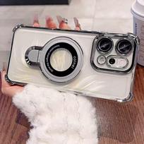For Motorola Moto G86 G56 G05 G24 G34 G14 G04 G84 G54 E14 E15 Case Magnetic Holder Plating Airbag Transparent Shockproof Cover Motorola Moto G54 gray
